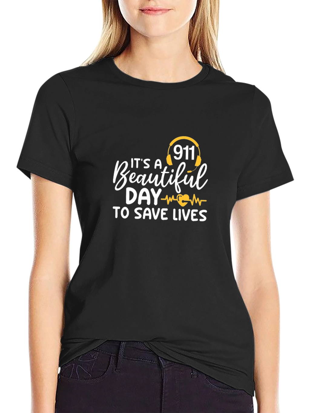 911 Save Lives Graphic Tee - Black