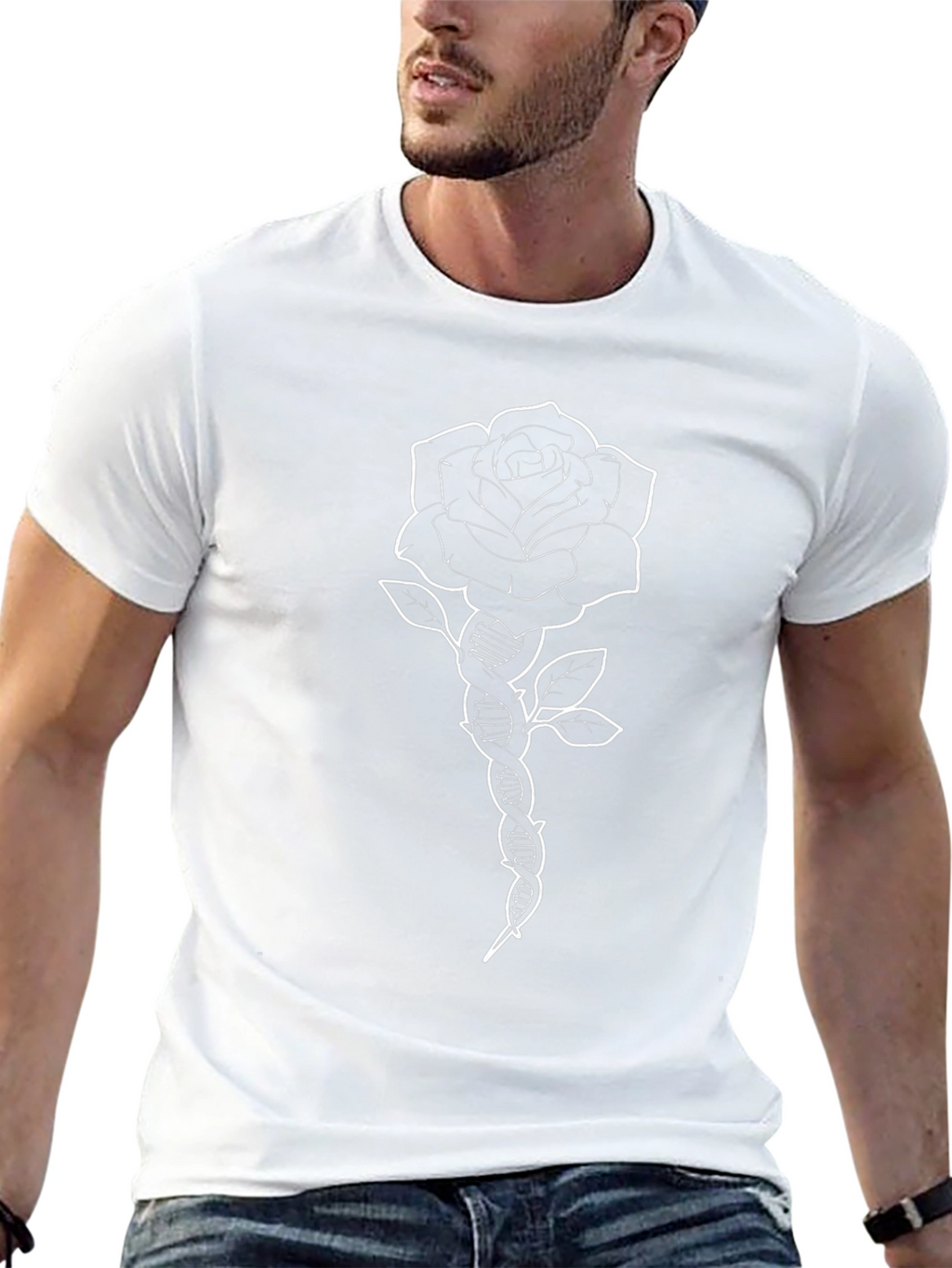 Rose DNA Graphic Tee - Black Cotton T-Shirt