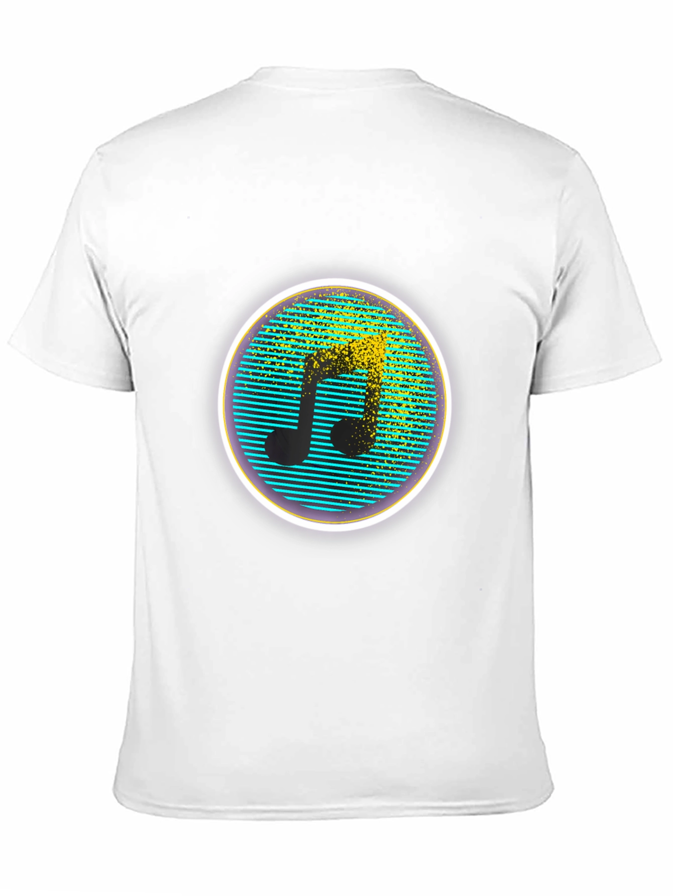 Retro Music Note Graphic Tee - Black Crew Neck