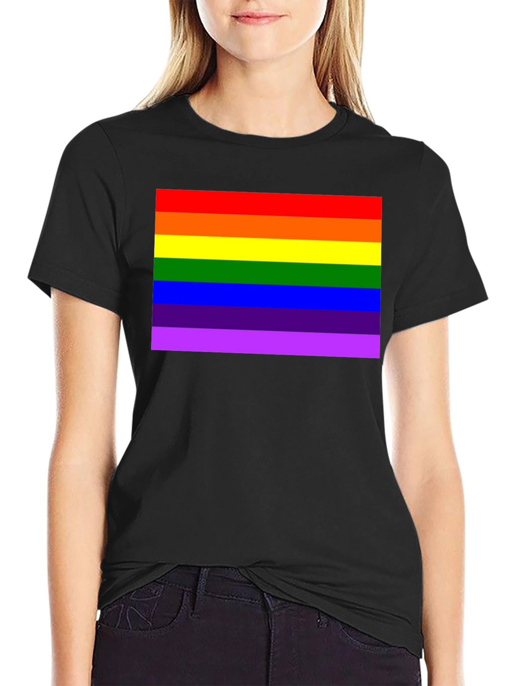 Rainbow Pride Graphic Tee - Black Cotton T-Shirt