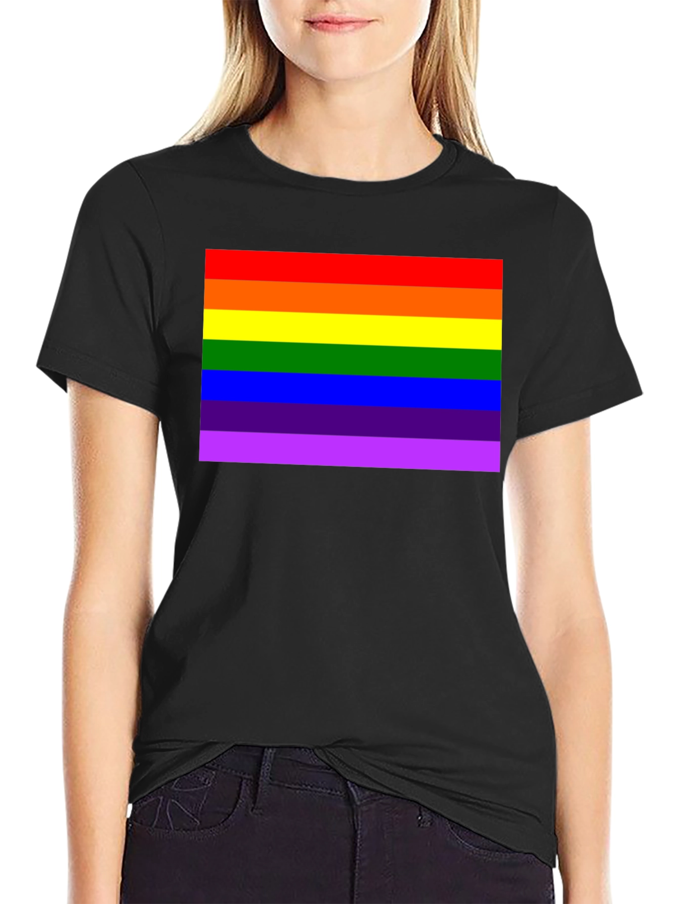 Rainbow Pride Graphic Tee - Black Cotton T-Shirt