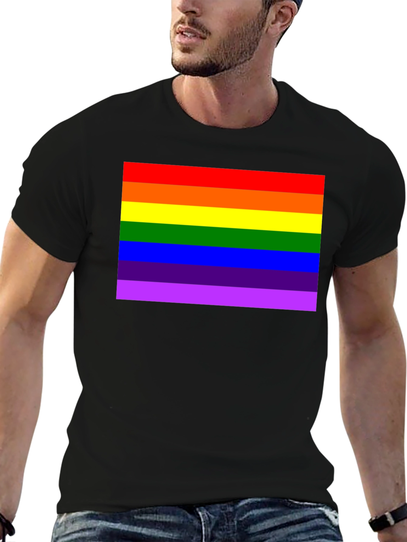 Rainbow Pride Graphic Tee - Black Cotton T-Shirt