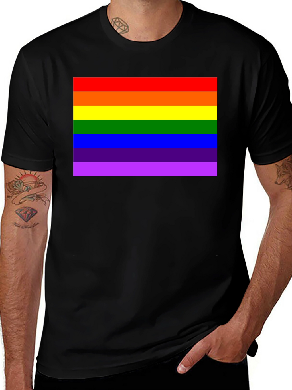 Rainbow Pride Graphic Tee - Black Cotton T-Shirt