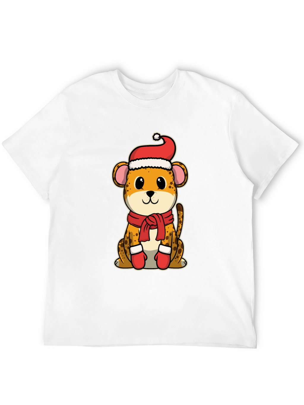Festive Cheetah Graphic Tee - Holiday Apparel