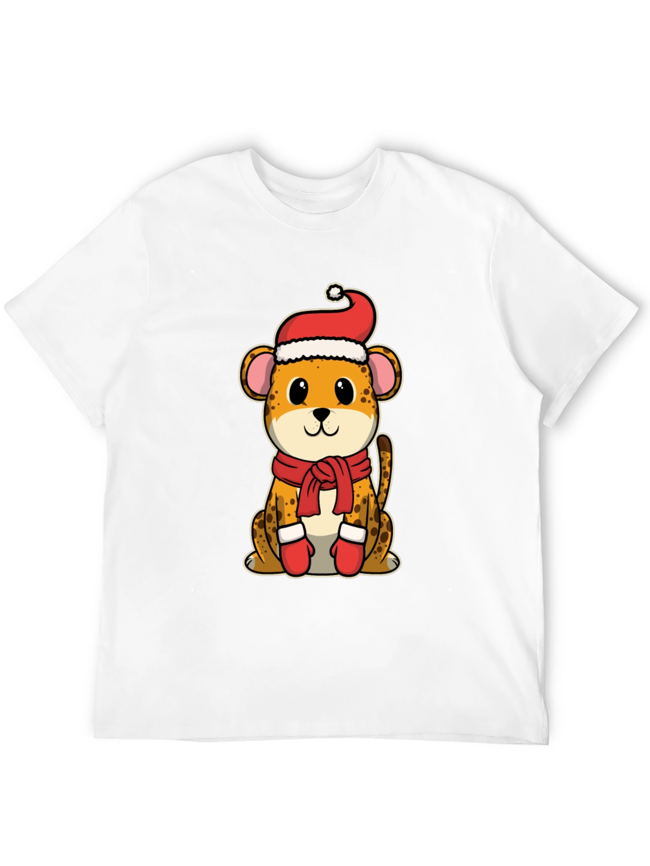 Festive Cheetah Graphic Tee - Holiday Apparel