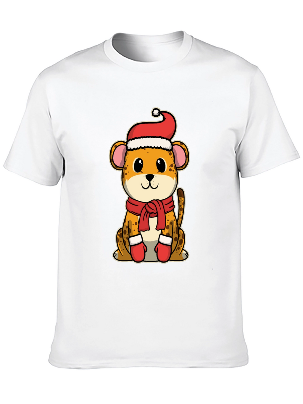 Festive Cheetah Graphic Tee - Holiday Apparel