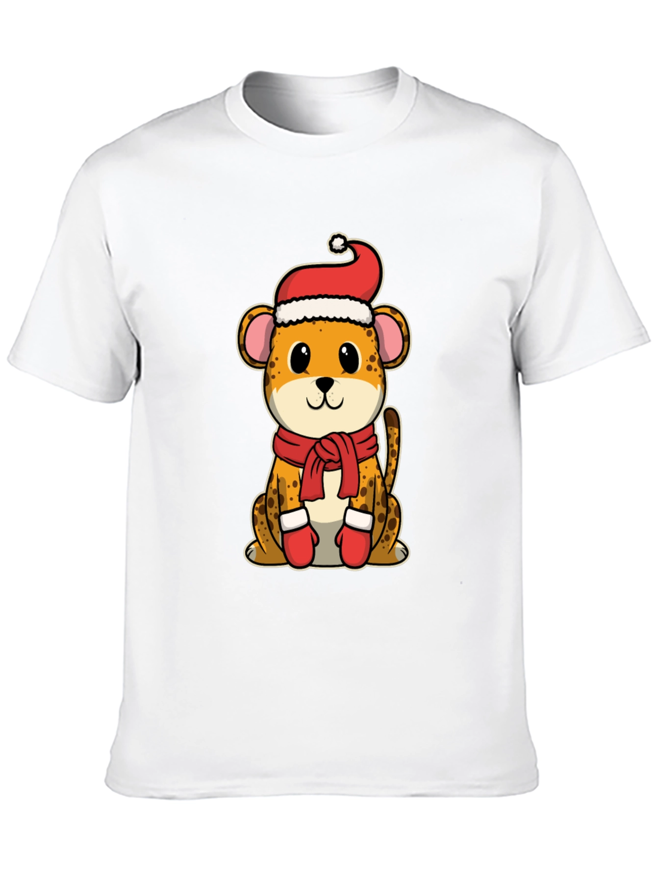 Festive Cheetah Graphic Tee - Holiday Apparel