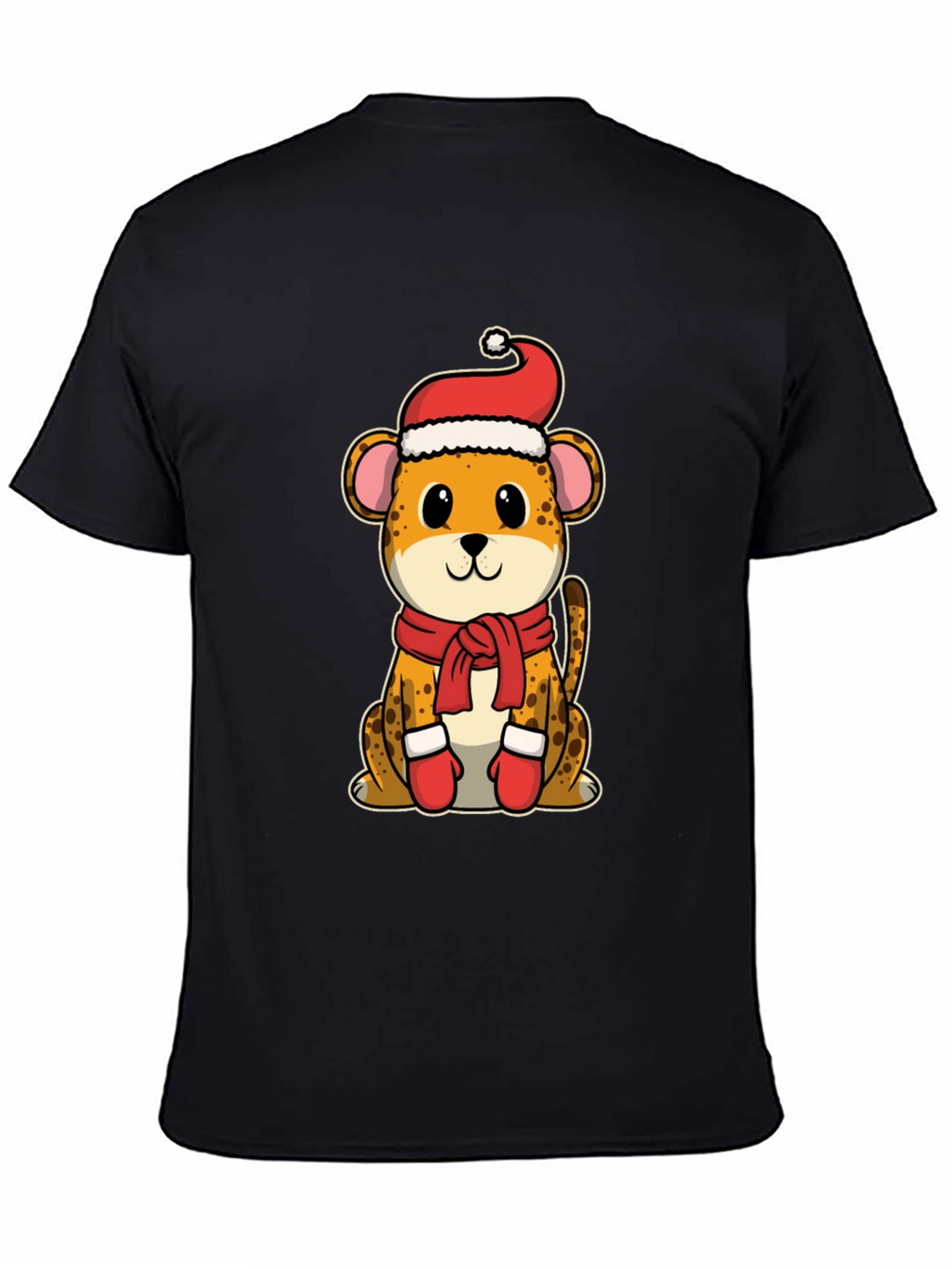 Festive Cheetah Graphic Tee - Holiday Apparel