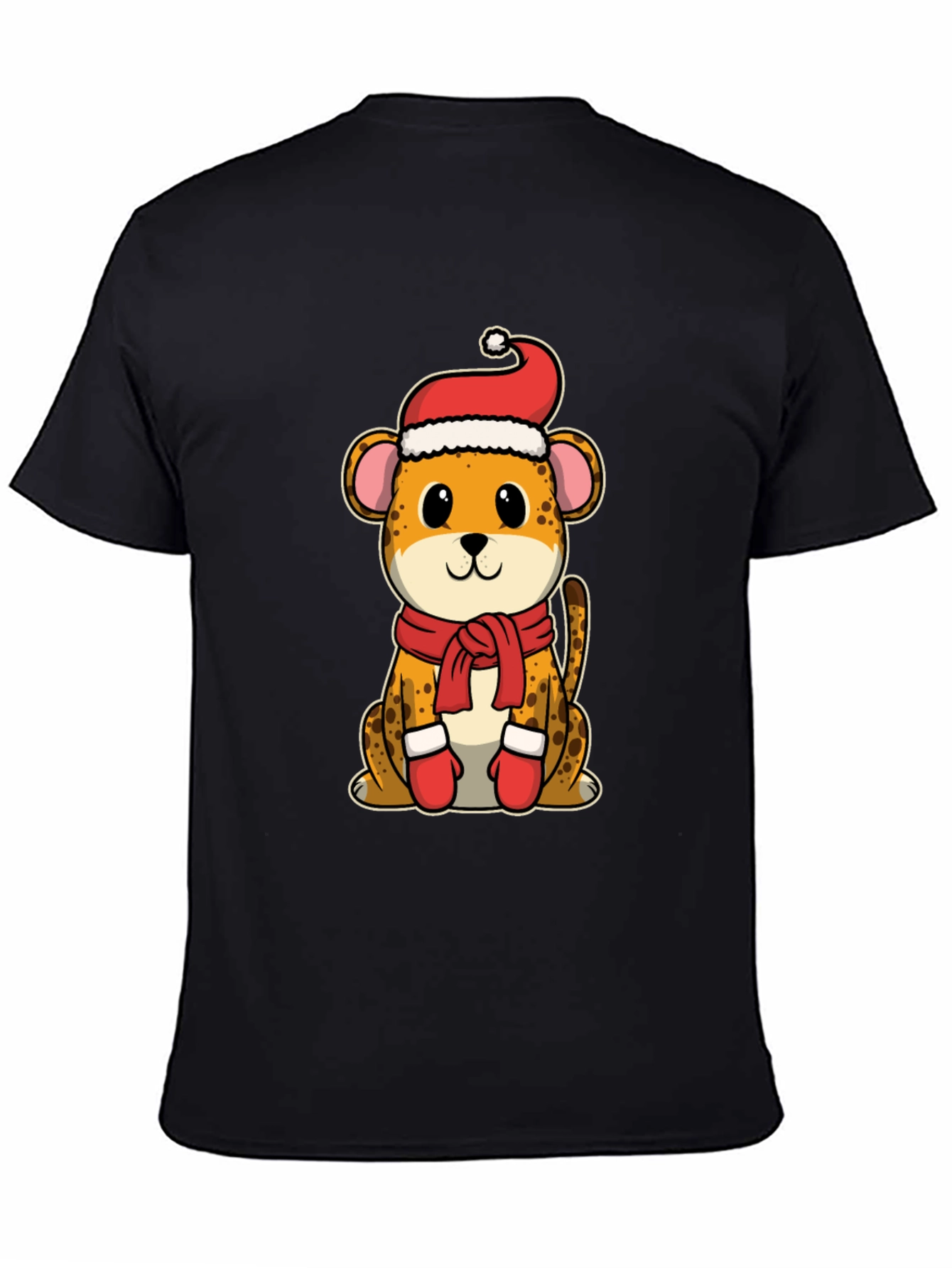 Festive Cheetah Graphic Tee - Holiday Apparel
