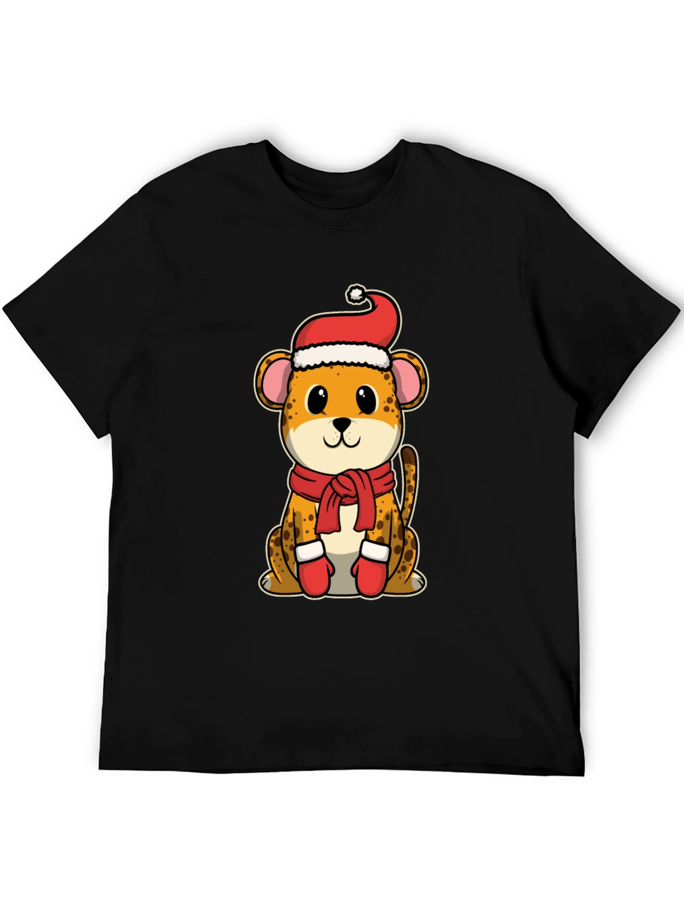 Festive Cheetah Graphic Tee - Holiday Apparel