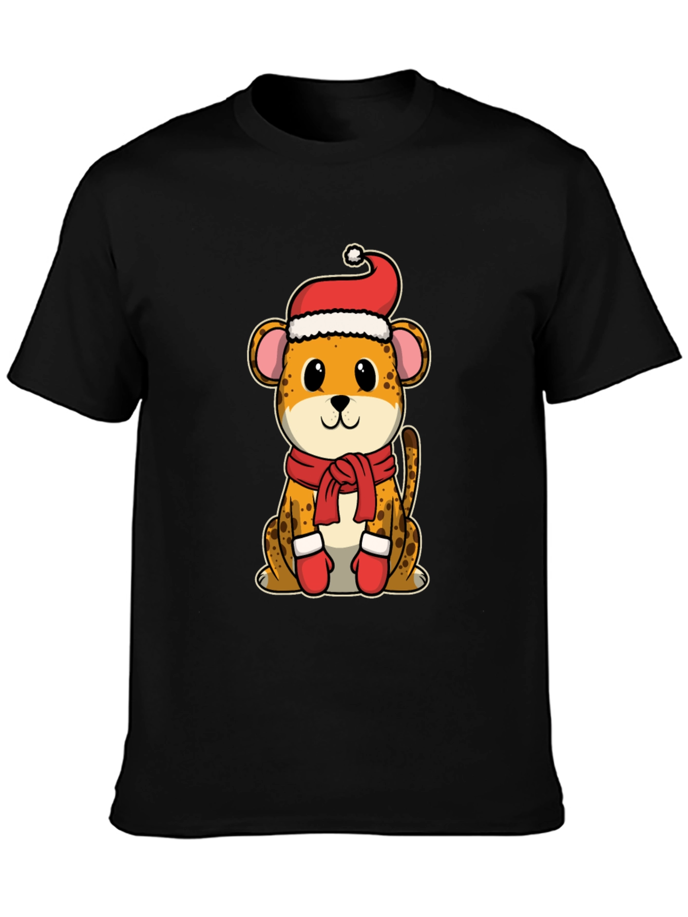 Festive Cheetah Graphic Tee - Holiday Apparel