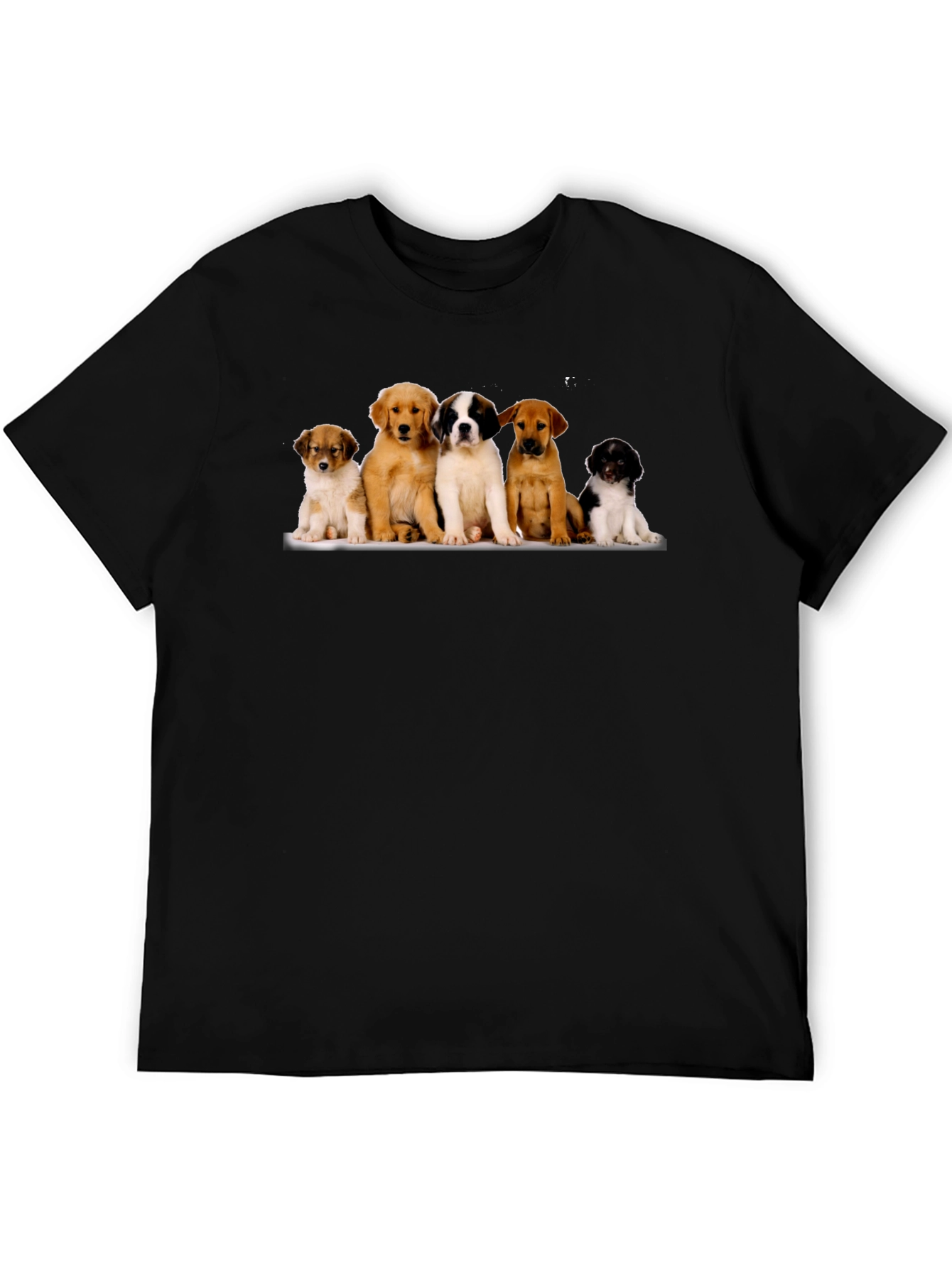 Puppy Pile T-Shirt - Black Cotton Blend