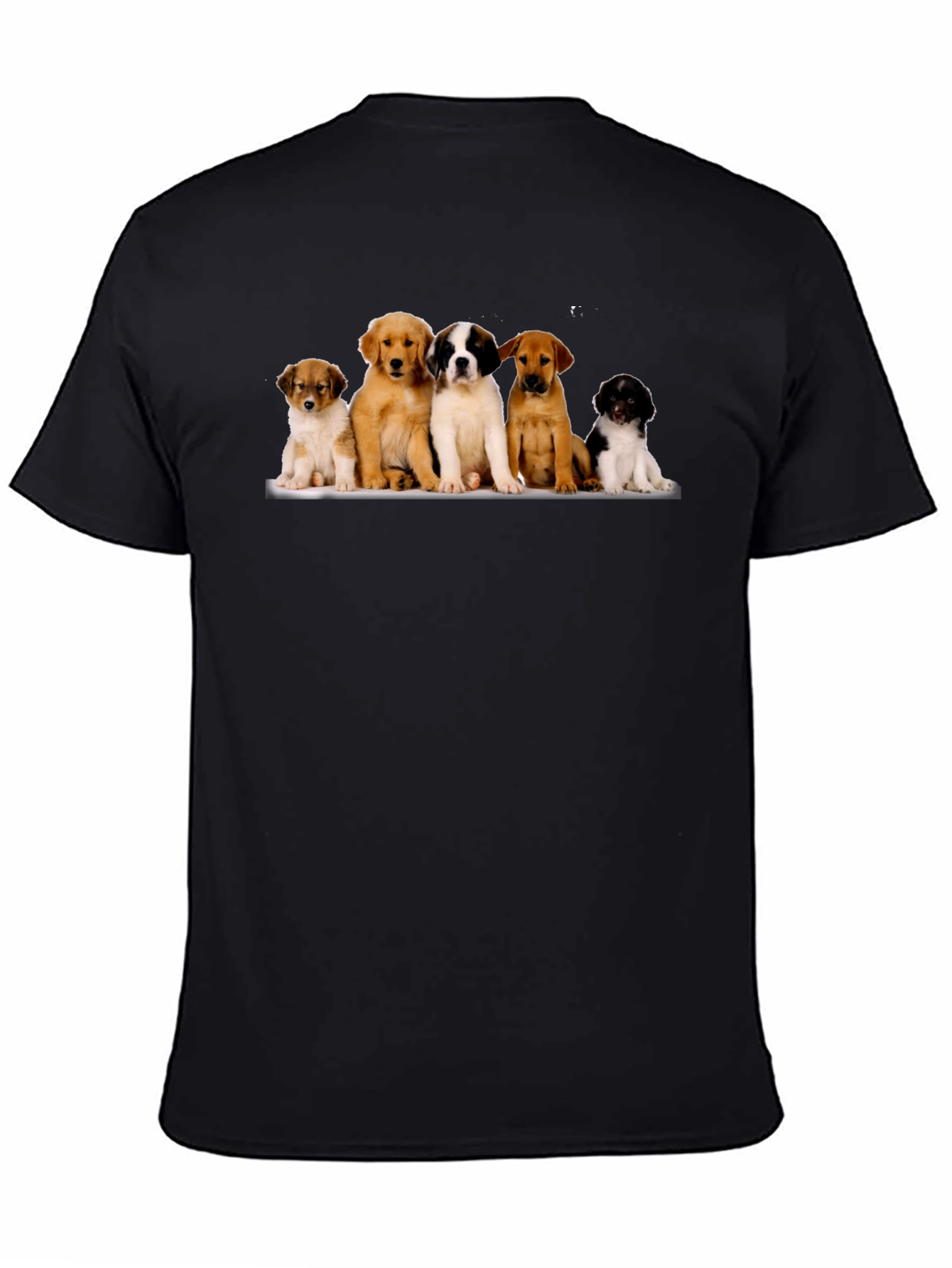 Puppy Pile T-Shirt - Black Cotton Blend