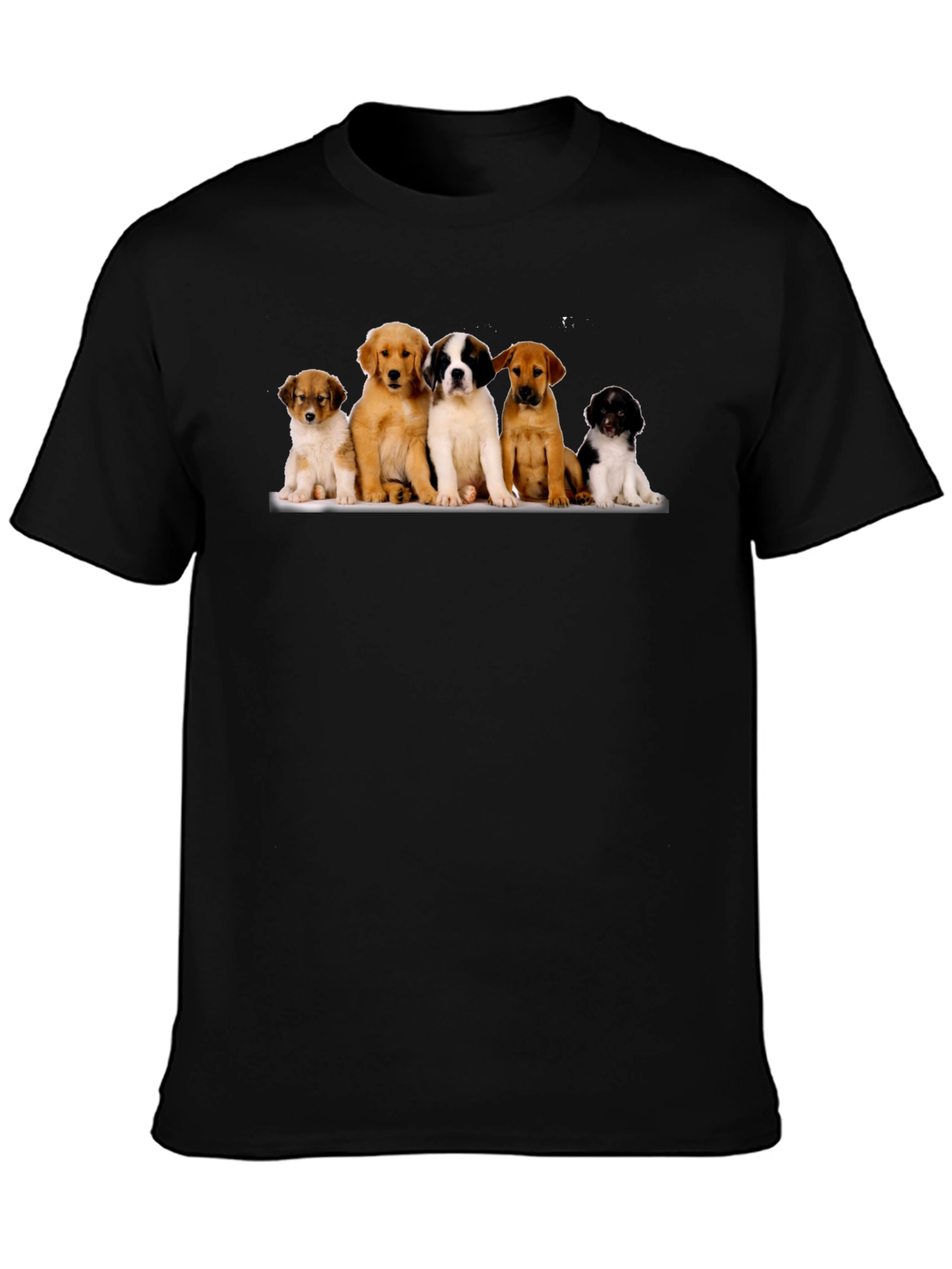 Puppy Pile T-Shirt - Black Cotton Blend