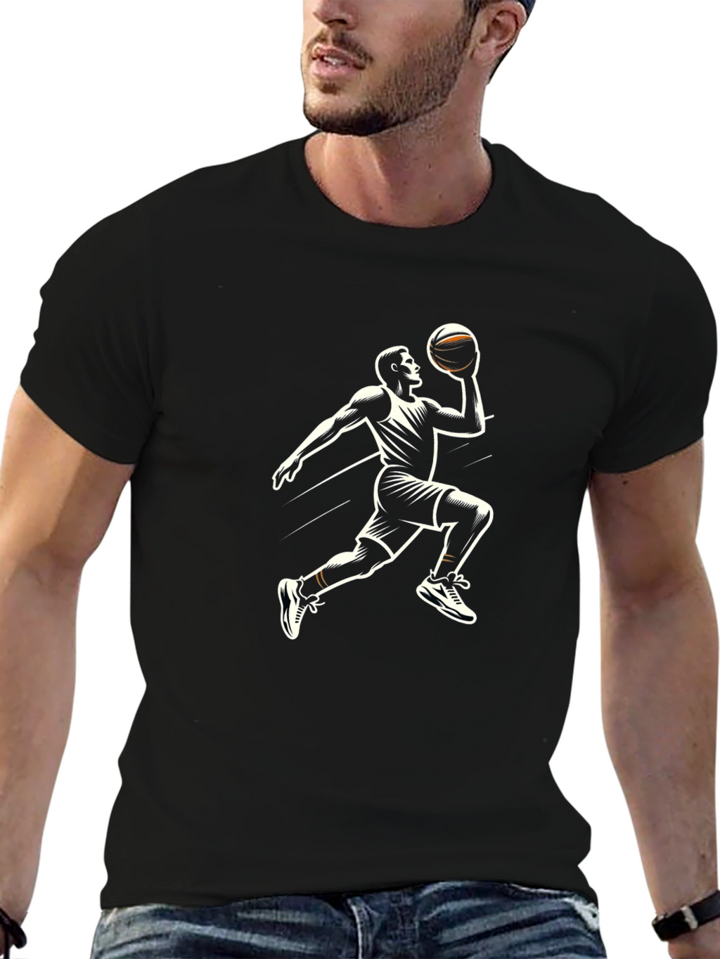 Basketball Player Graphic Tee - Black