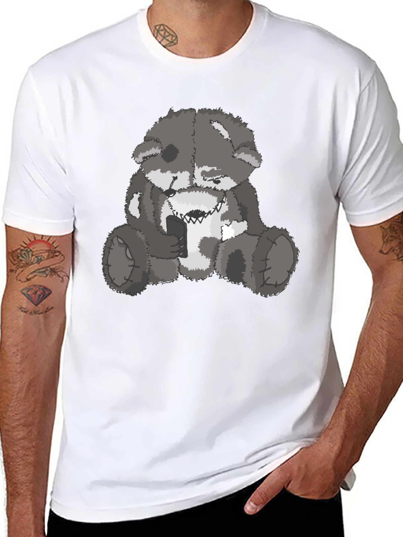 Evil Bear Graphic Tee - Mens Black T-Shirt
