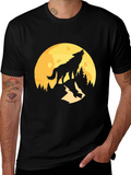 Wolf Howling at Moon Graphic T-Shirt