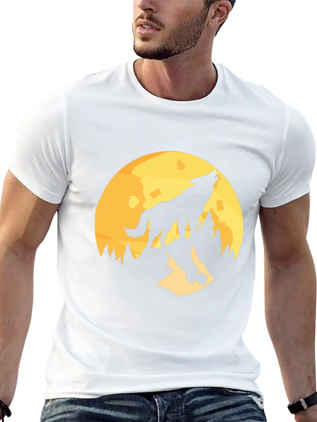 Wolf Howling at Moon Graphic T-Shirt