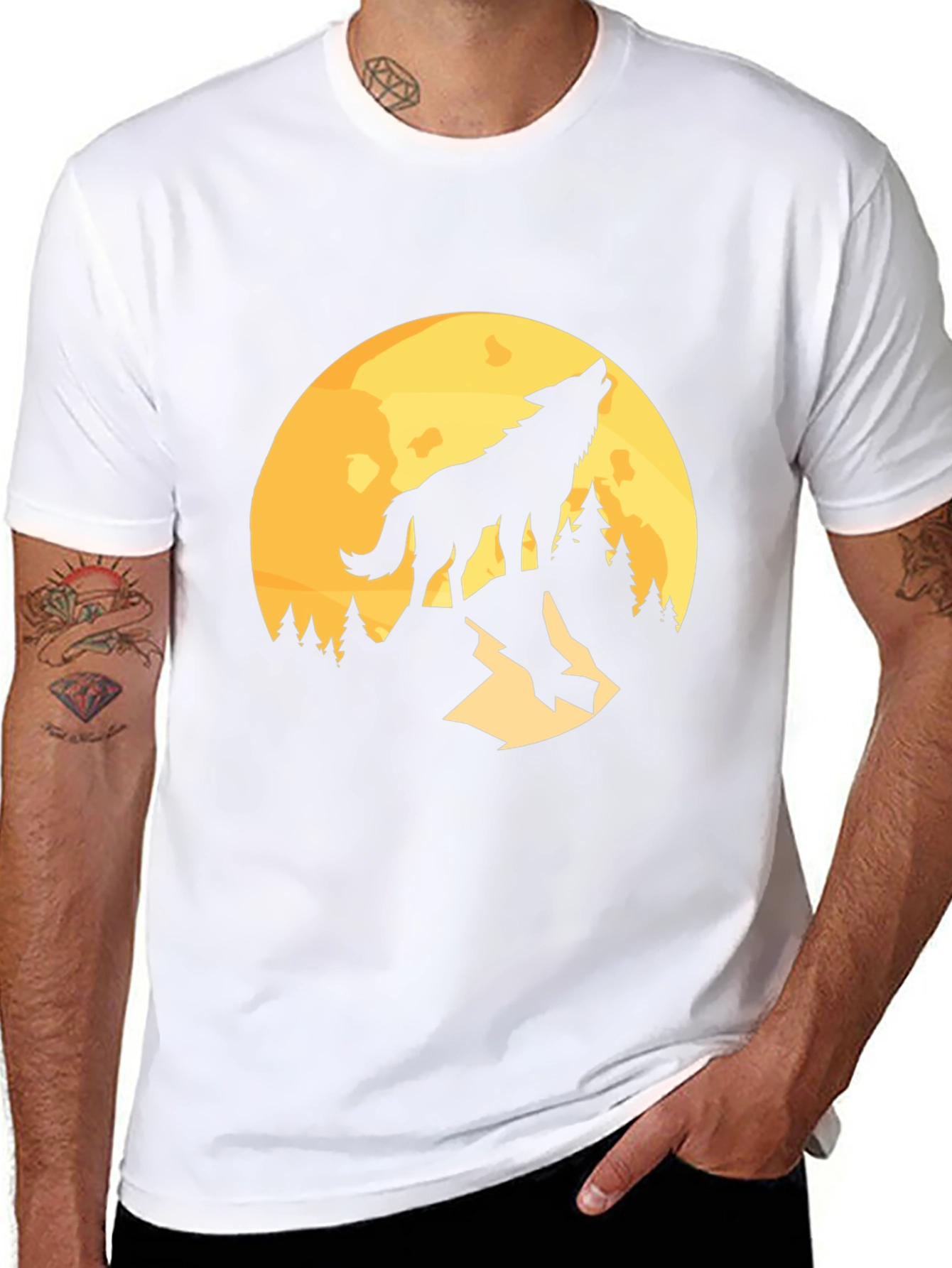 Wolf Howling at Moon Graphic T-Shirt