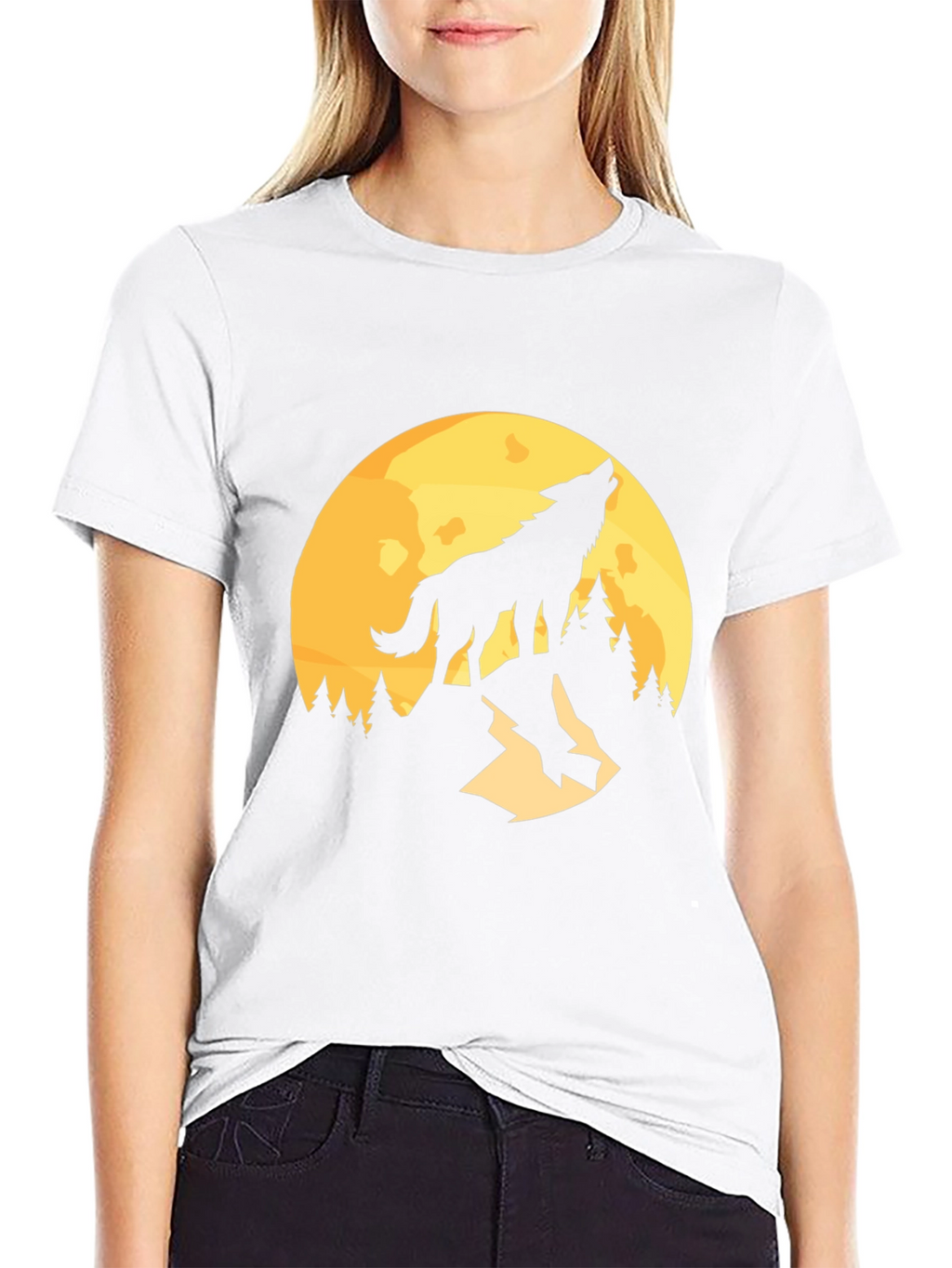 Wolf Howling at Moon Graphic T-Shirt
