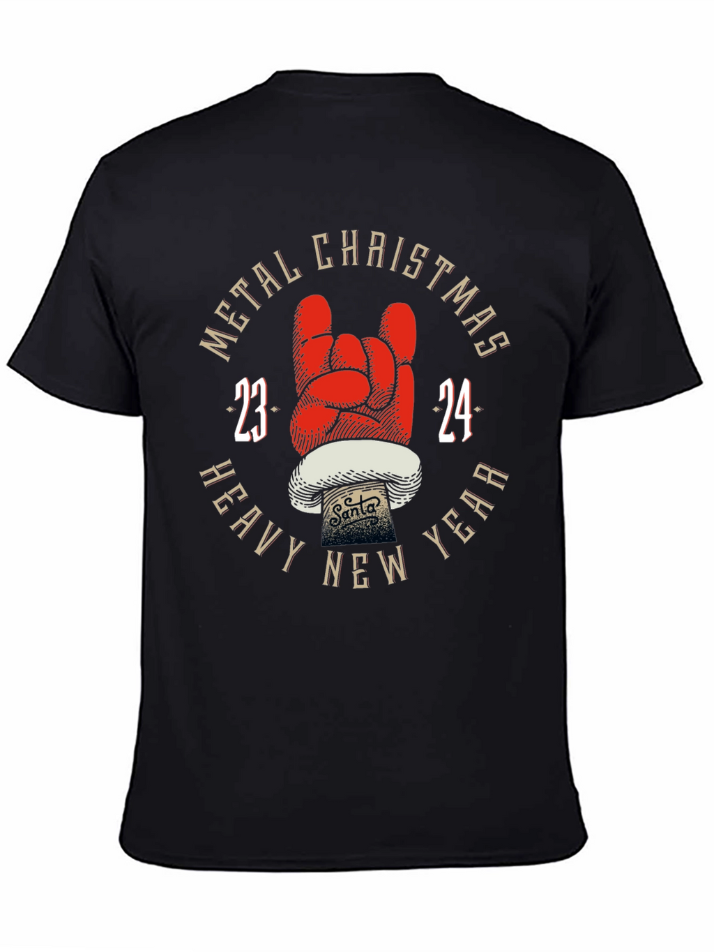 Metal Christmas Heavy New Year 2024 Black T-Shirt