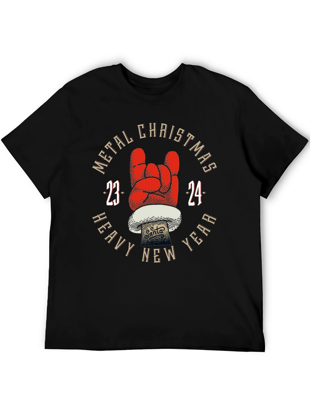 Metal Christmas Heavy New Year 2024 Black T-Shirt