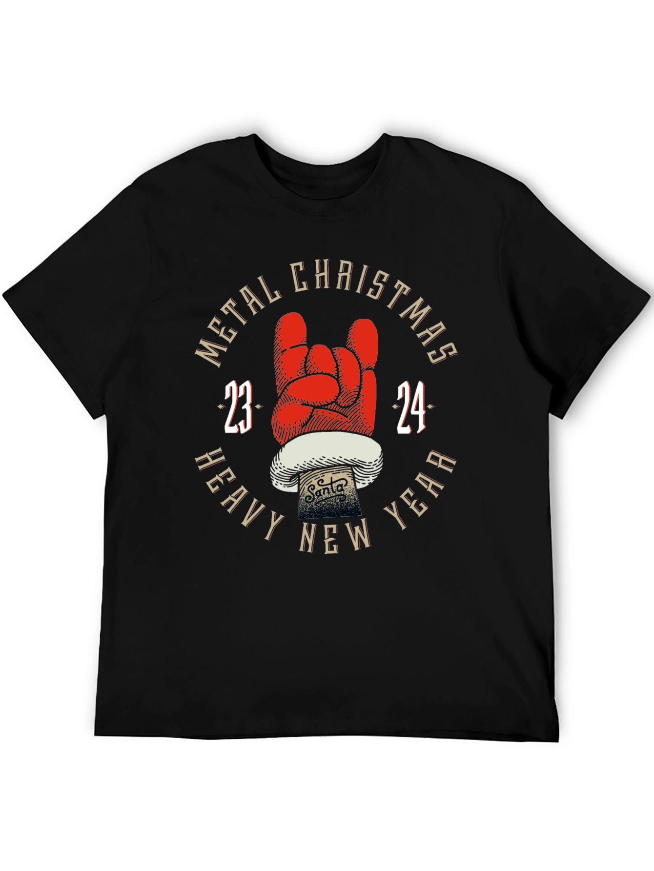 Metal Christmas Heavy New Year 2024 Black T-Shirt