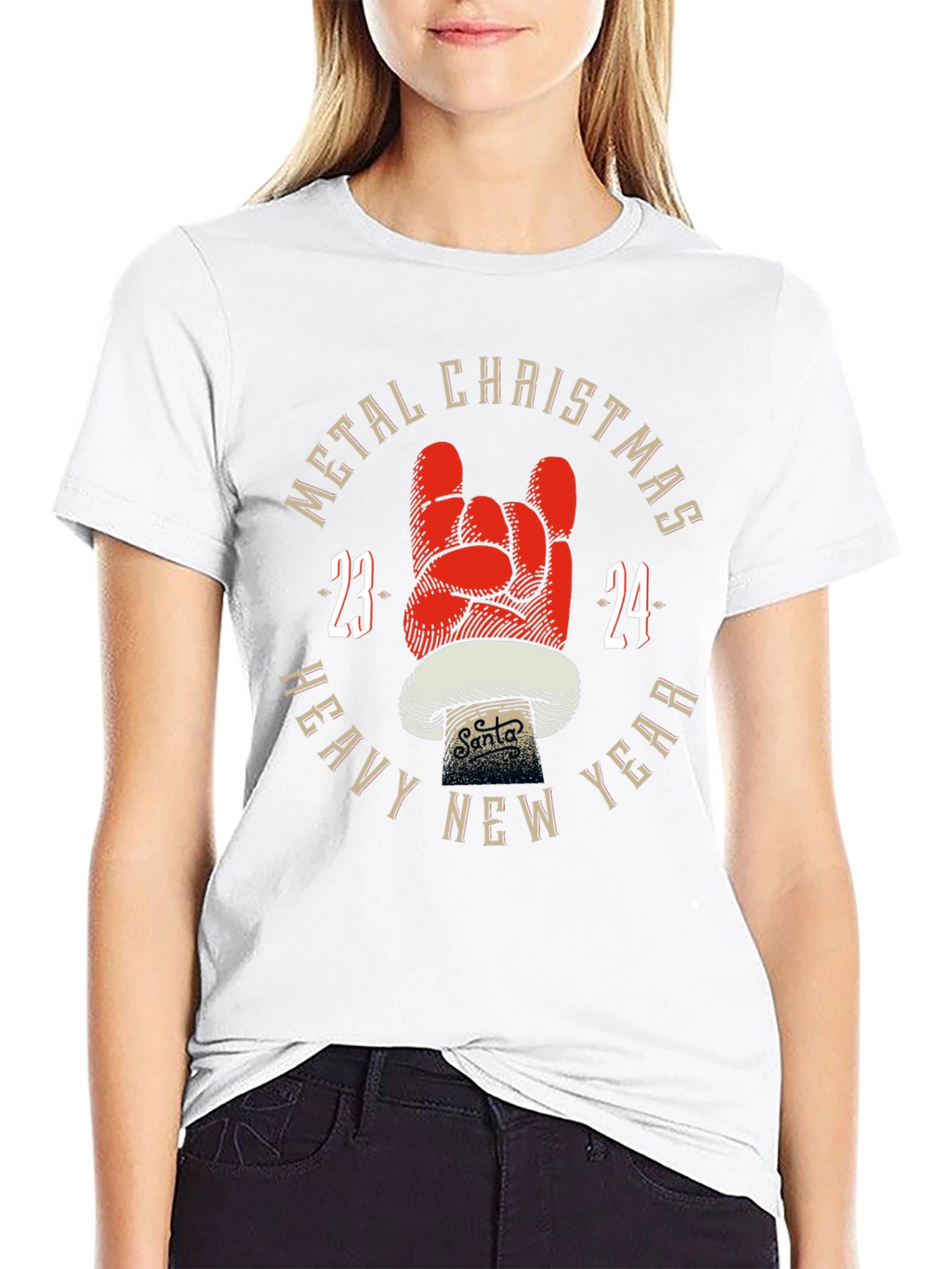 Metal Christmas Heavy New Year 2024 Black T-Shirt