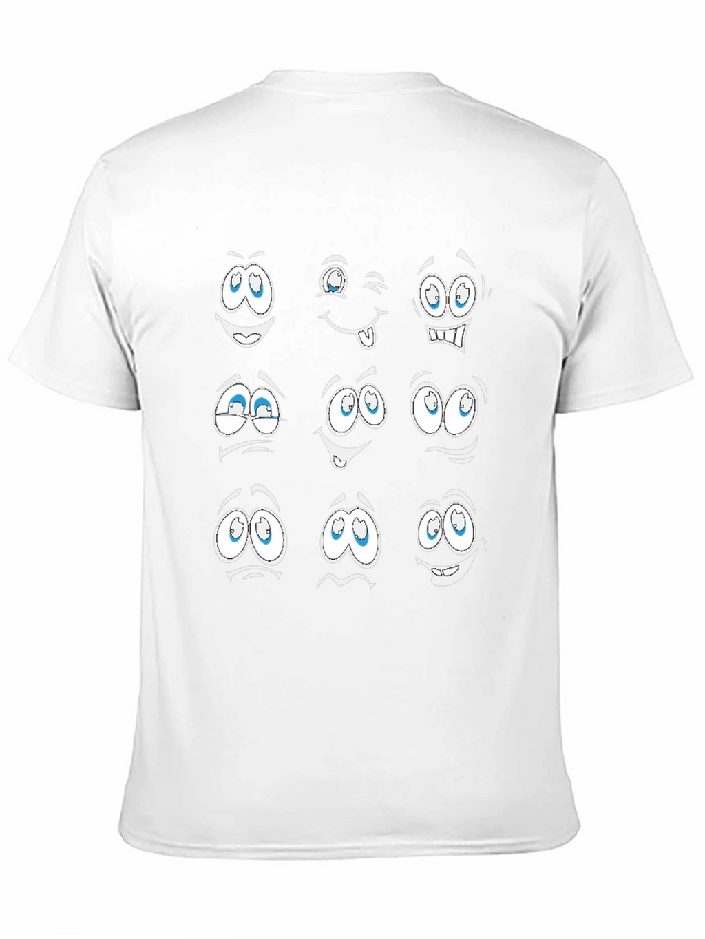Funny Cartoon Faces Graphic Black T-Shirt