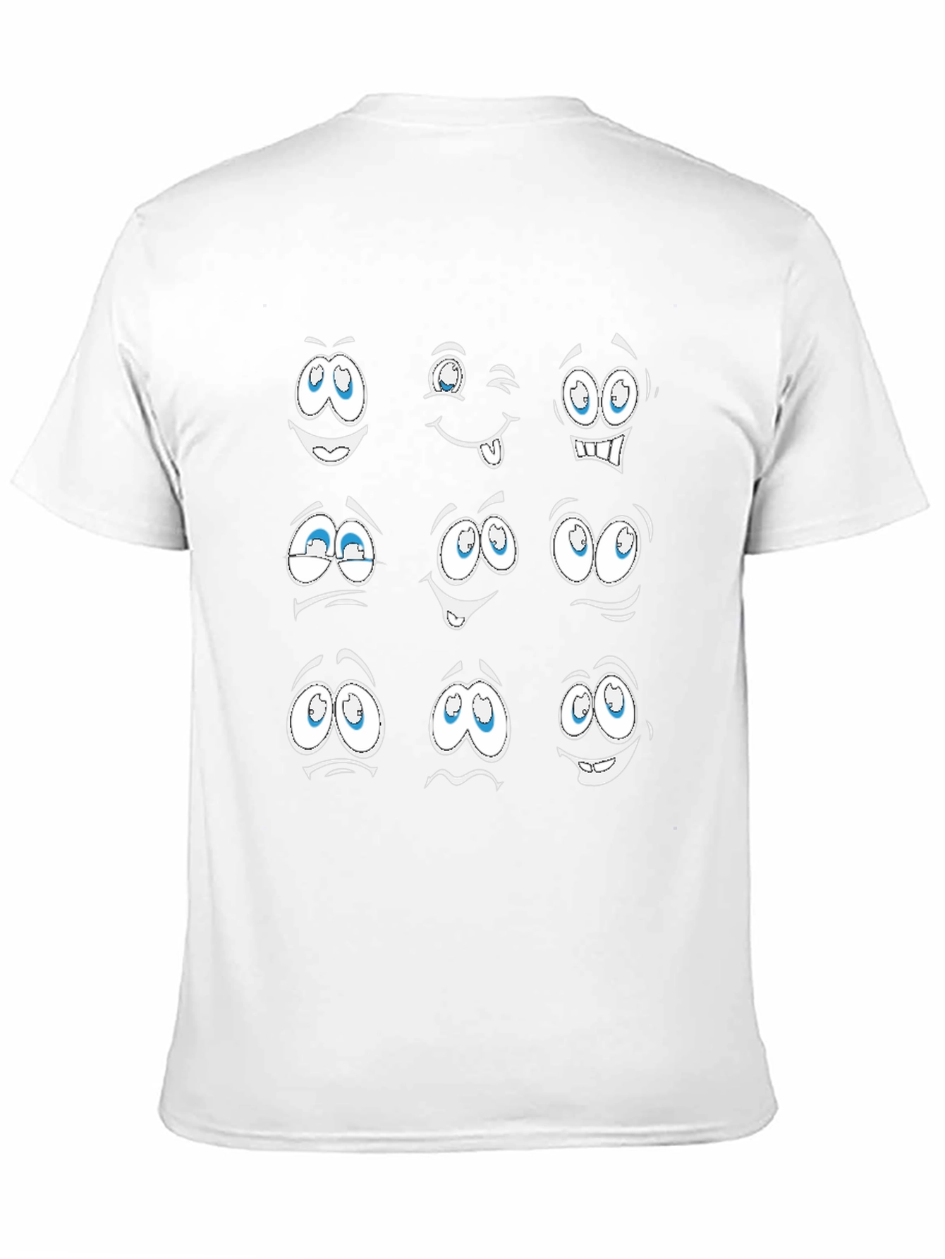 Funny Cartoon Faces Graphic Black T-Shirt