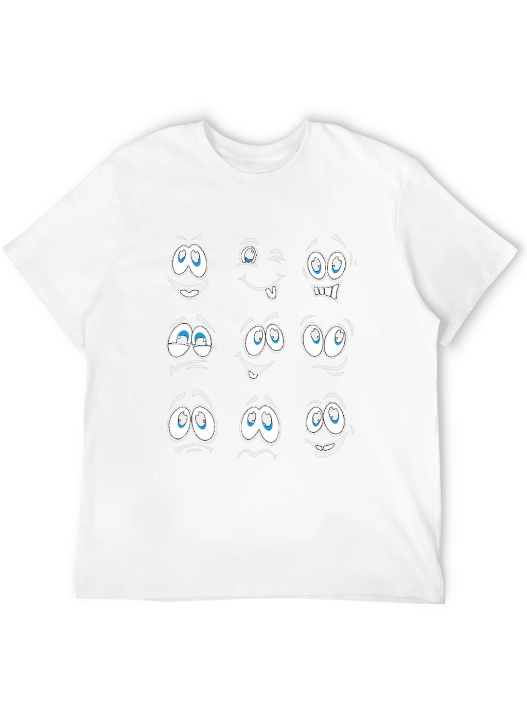 Funny Cartoon Faces Graphic Black T-Shirt
