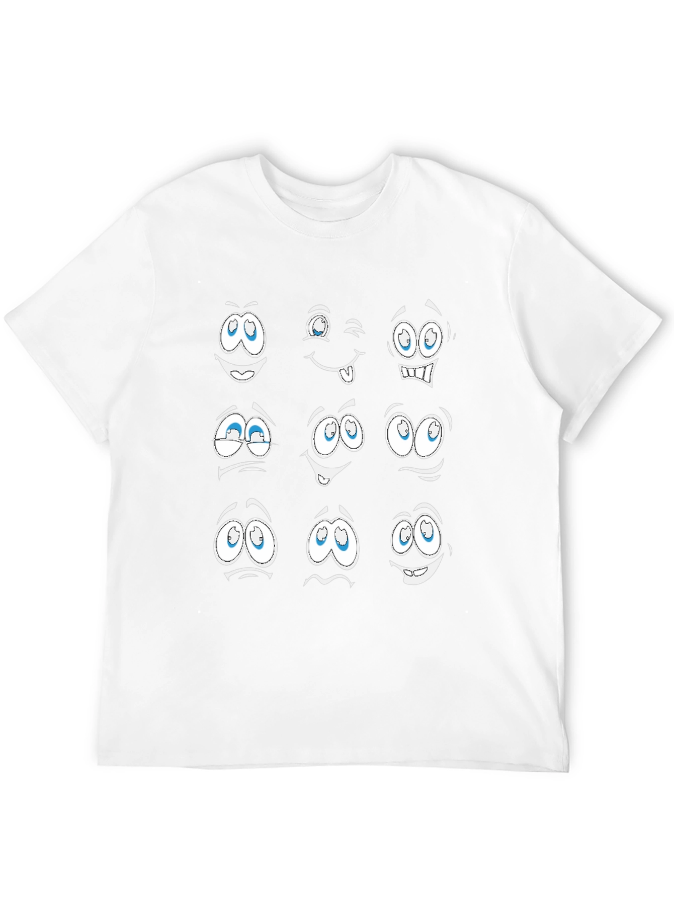 Funny Cartoon Faces Graphic Black T-Shirt