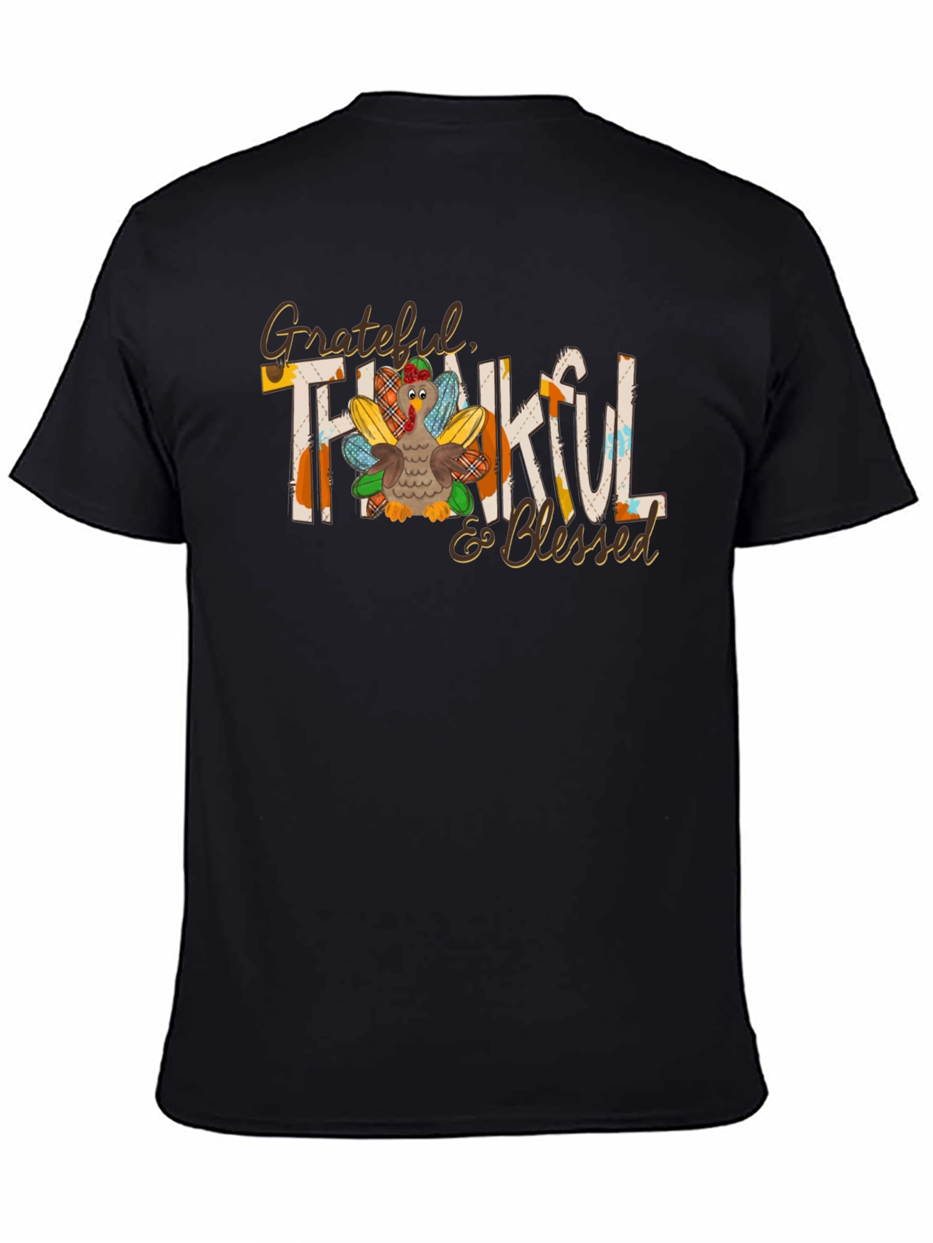 Grateful Thankful & Blessed Turkey T-Shirt