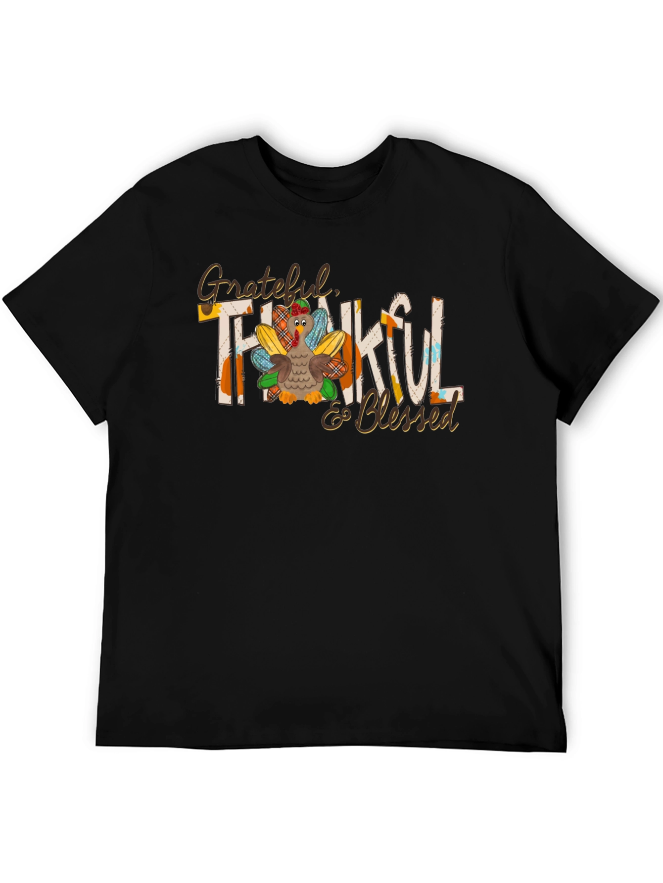 Grateful Thankful & Blessed Turkey T-Shirt