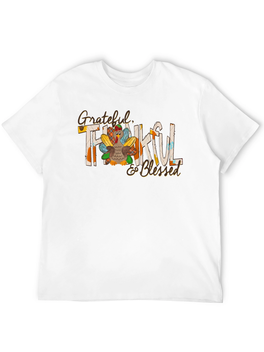 Grateful Thankful & Blessed Turkey T-Shirt