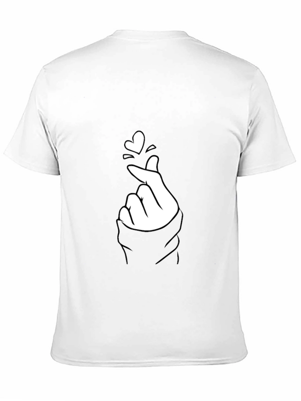 Black Tee with Finger Heart Graphic