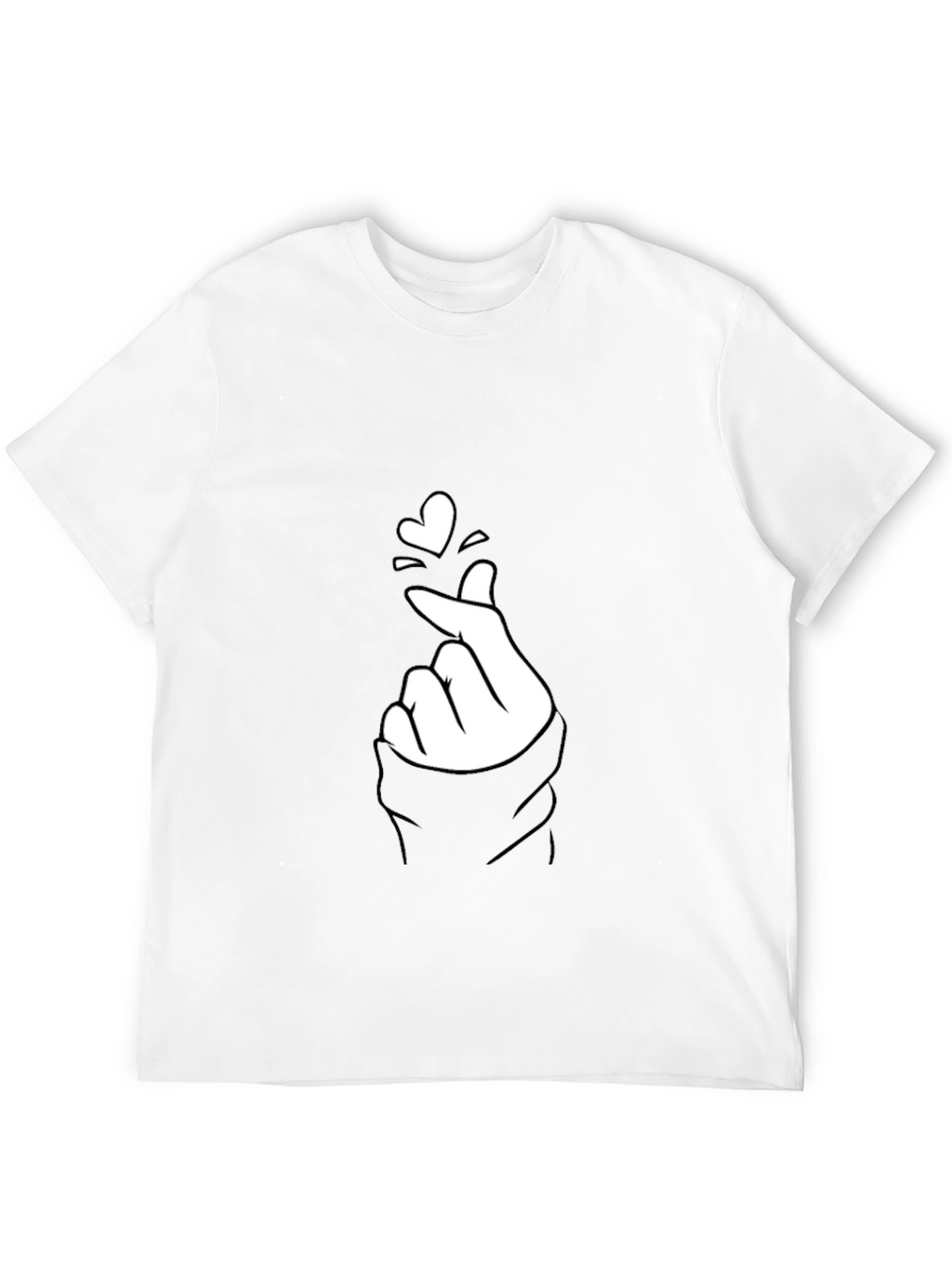 Black Tee with Finger Heart Graphic