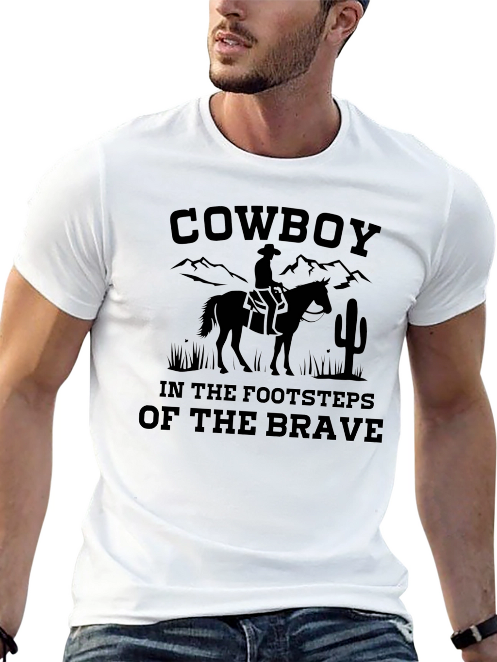 Cowboy T-Shirt - Footsteps of the Brave Graphic Tee