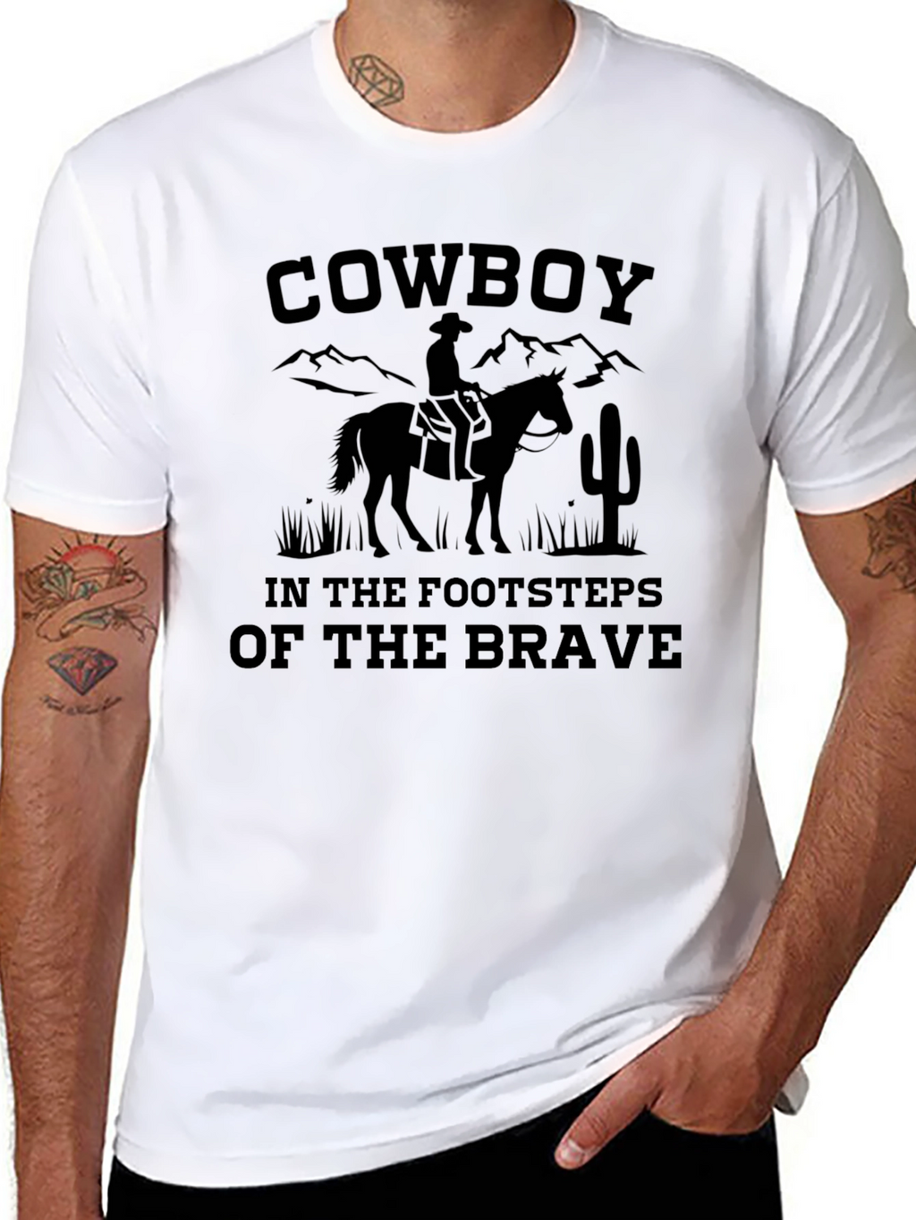 Cowboy T-Shirt - Footsteps of the Brave Graphic Tee