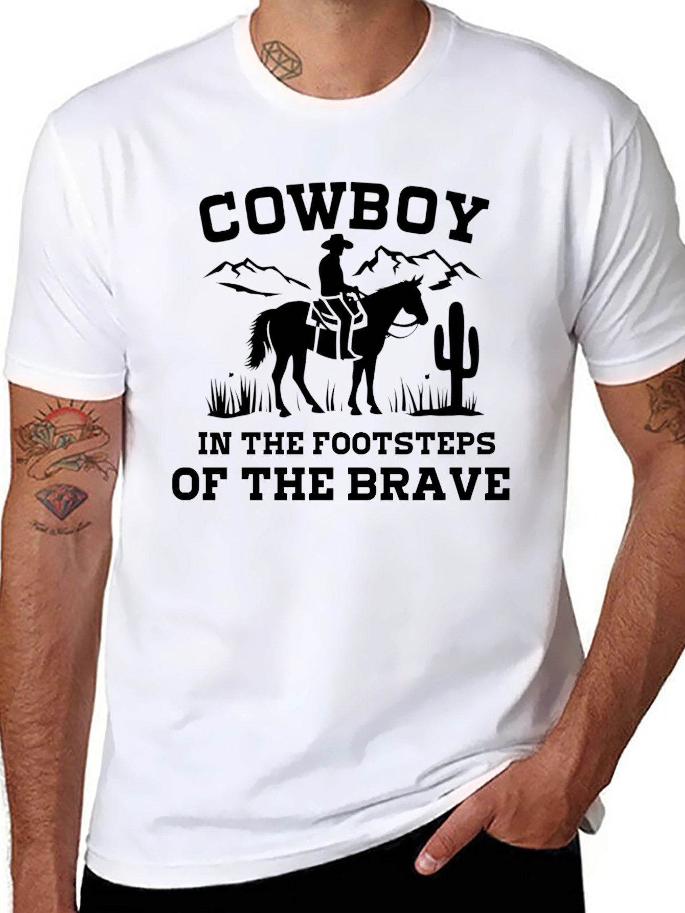 Cowboy T-Shirt - Footsteps of the Brave Graphic Tee