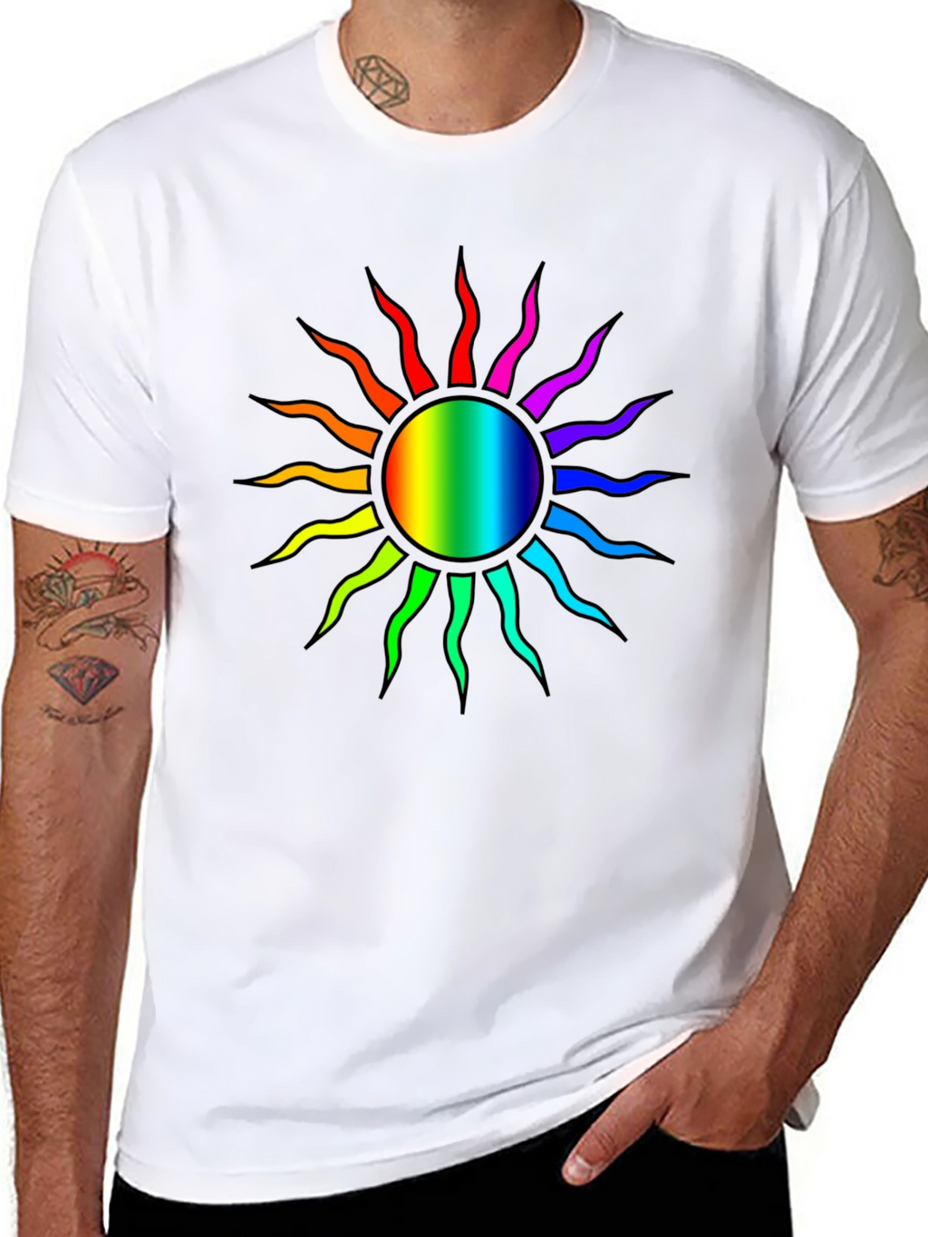 Rainbow Sun Graphic T-Shirt - Stylish Comfort