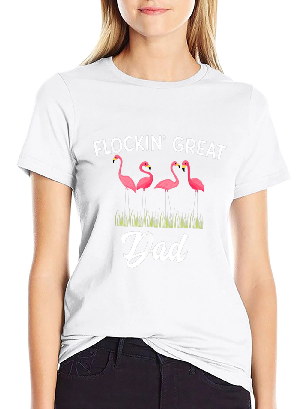 Flockin Great Dad Flamingo Graphic T-Shirt