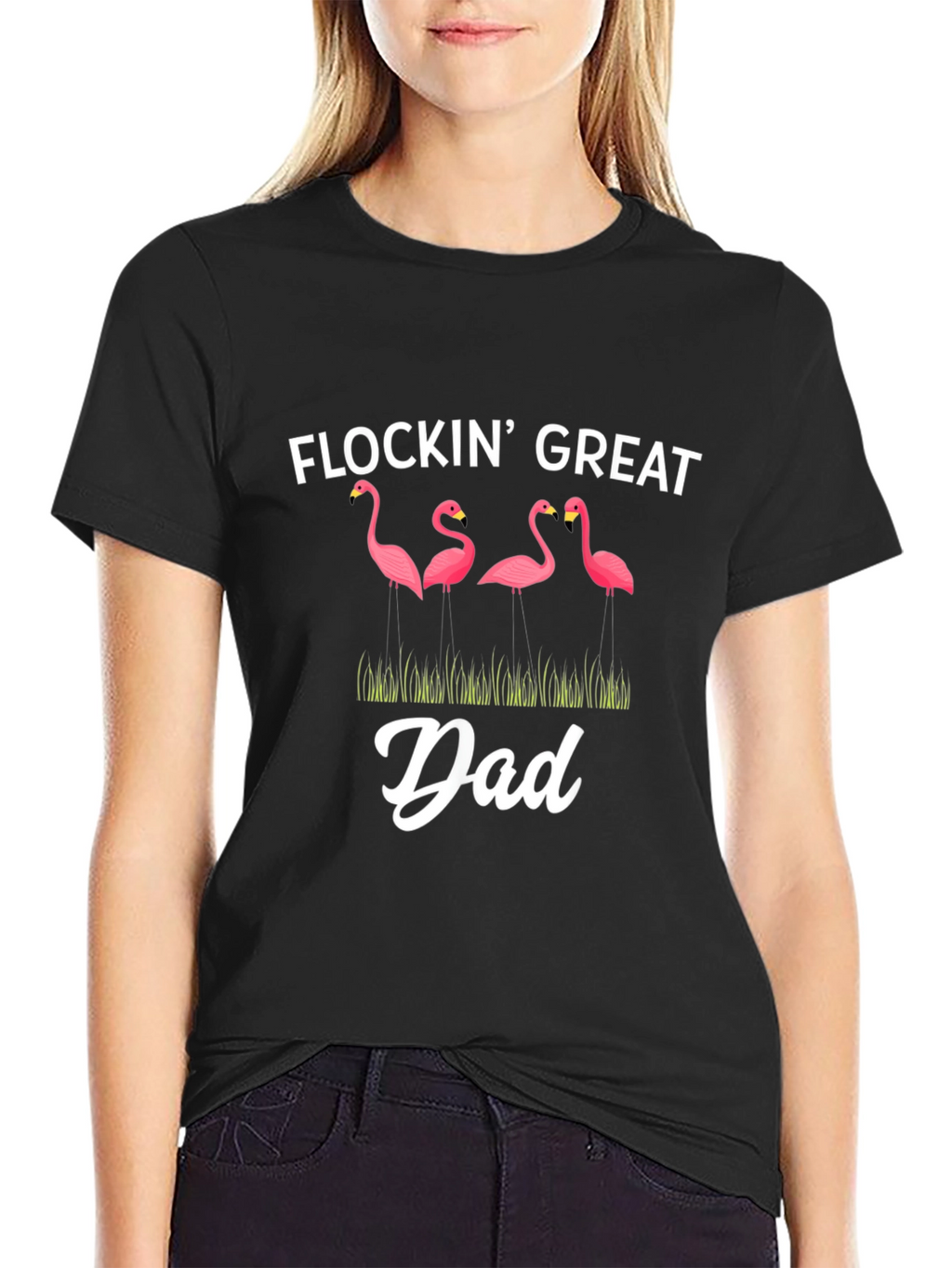 Flockin Great Dad Flamingo Graphic T-Shirt