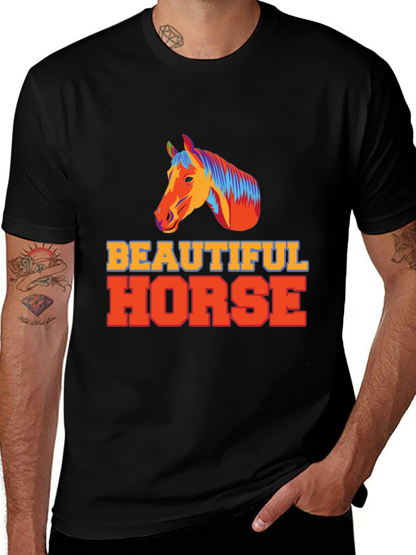 Beautiful Horse Graphic Tee - Unisex Black T-Shirt