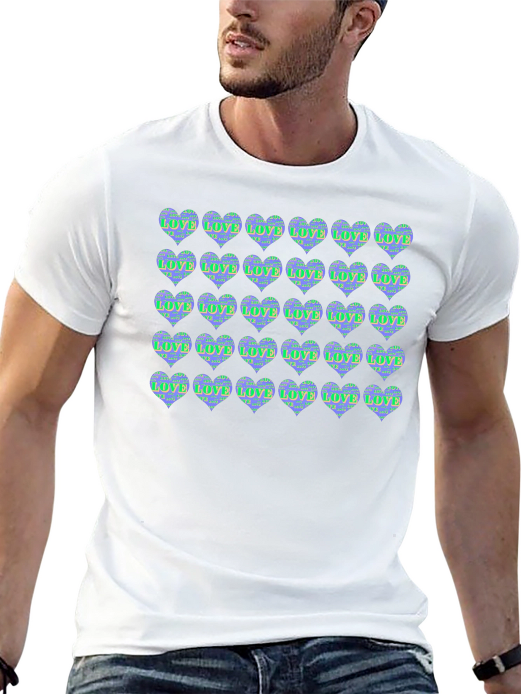 Heart Print Crew Neck T-Shirt