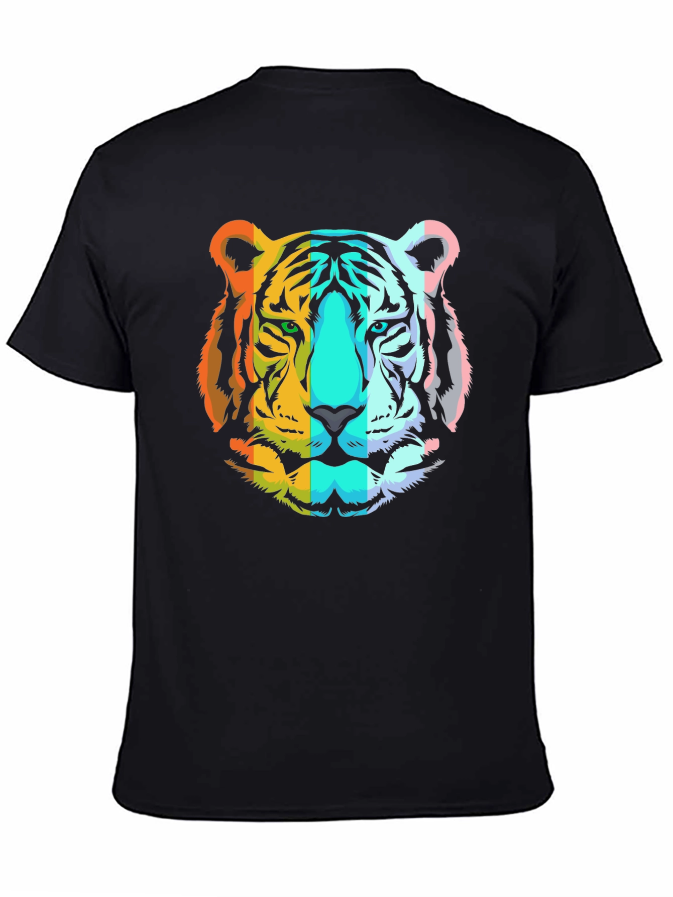 Rainbow Tiger Graphic T-Shirt - Mens Black Tee