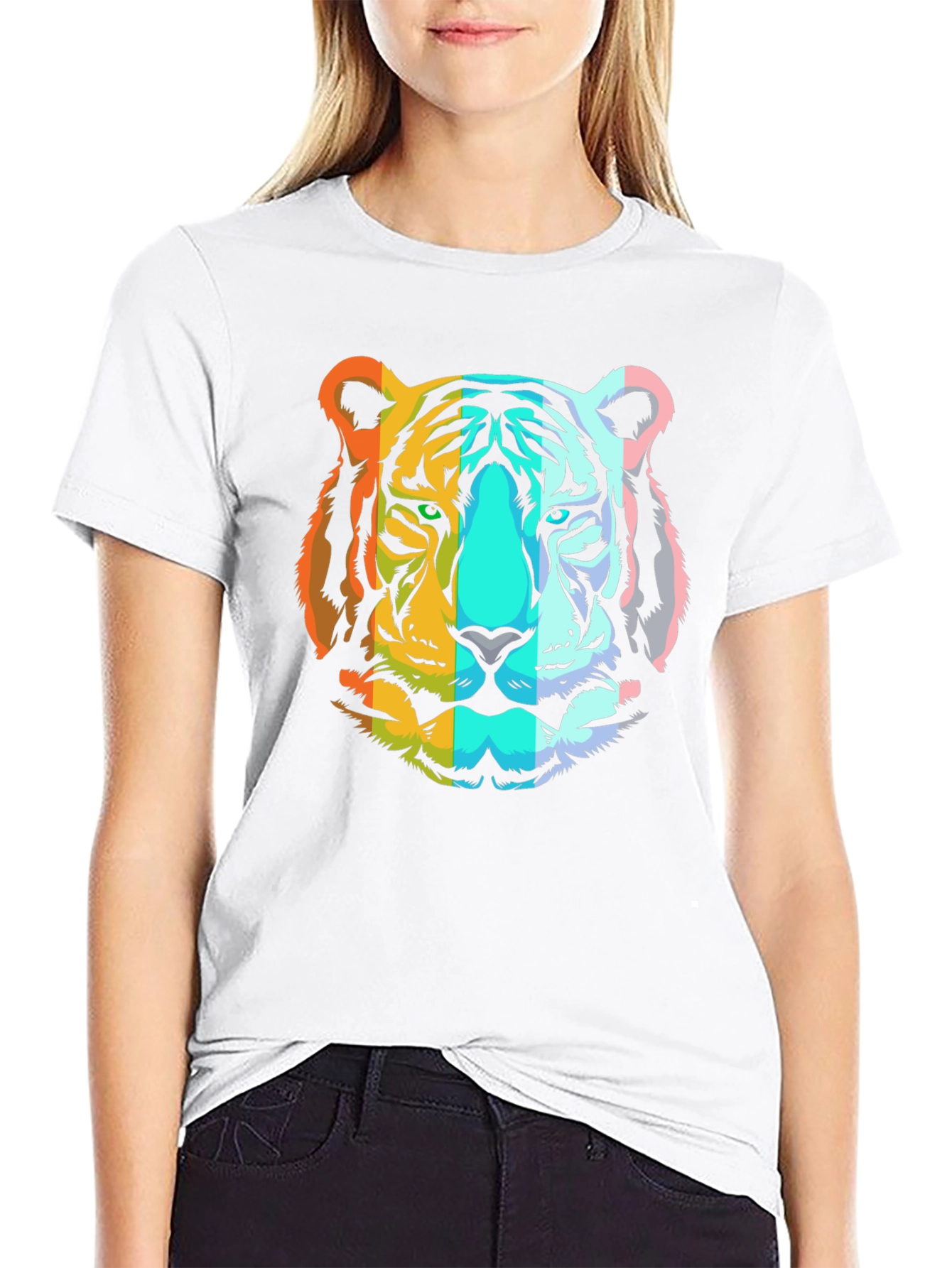 Rainbow Tiger Graphic T-Shirt - Mens Black Tee