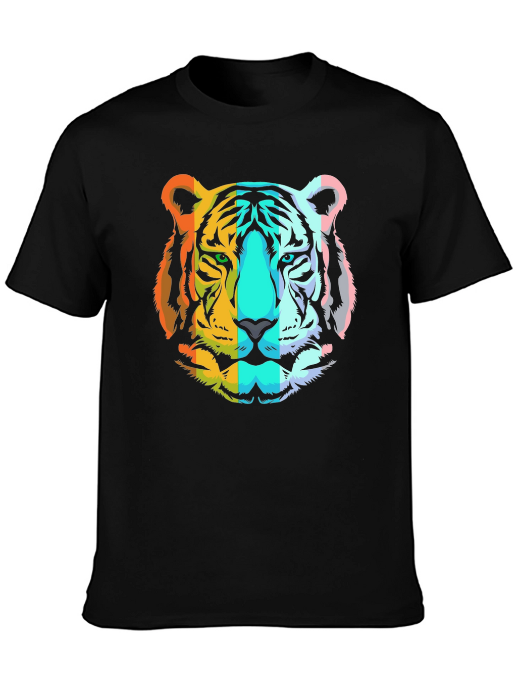 Rainbow Tiger Graphic T-Shirt - Mens Black Tee
