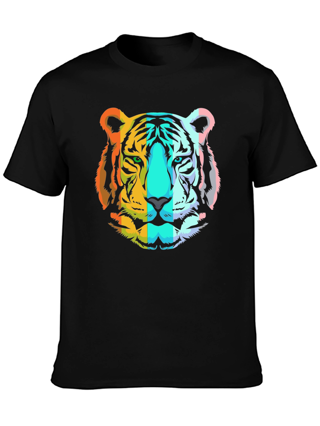 Rainbow Tiger Graphic T-Shirt - Mens Black Tee