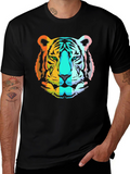 Rainbow Tiger Graphic T-Shirt - Mens Black Tee